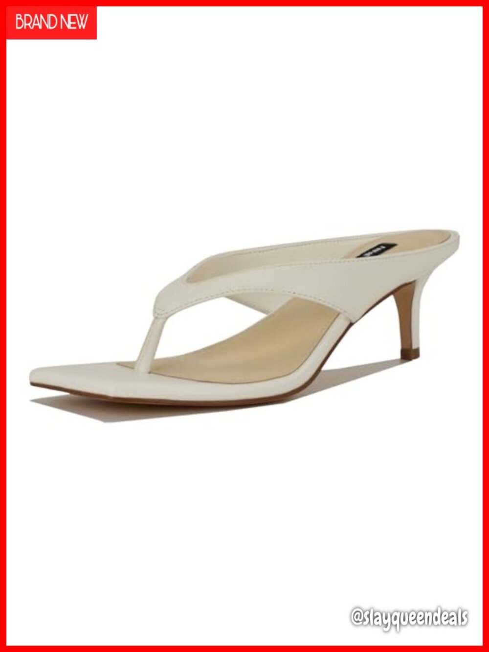 Faux Leather Thong Heeled Dress Sandals Square Toe Stiletto